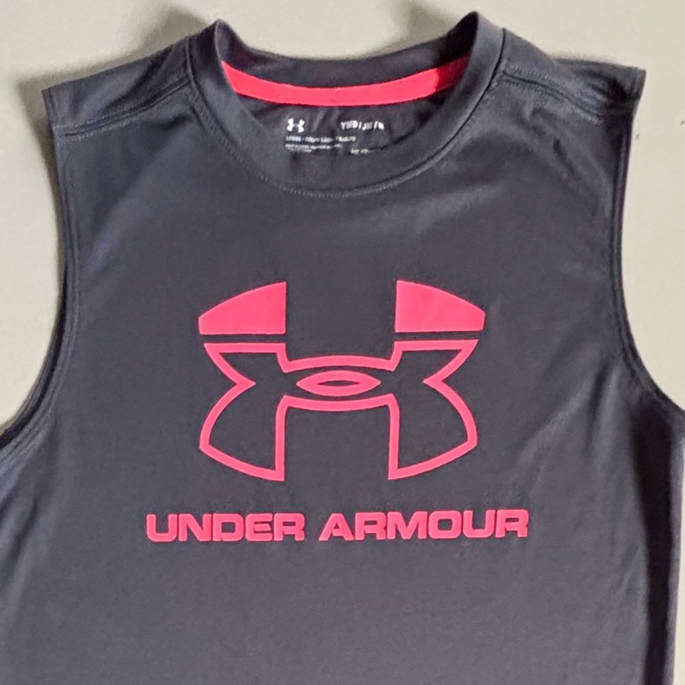 UNDER ARMOUR Sports Style Athletic Neon Graphic Logo Print Muscle Shirt Tank Top